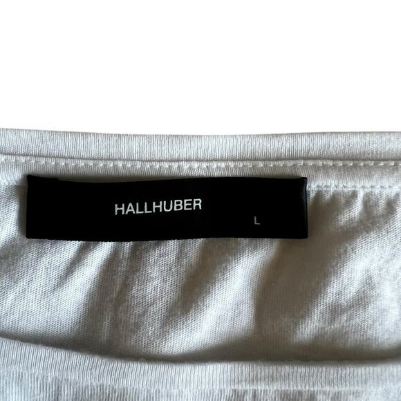 Hallhuber Women's 100% Cotton Causal Bubble Sleeve White Top Size Large - Picture 4 of 8